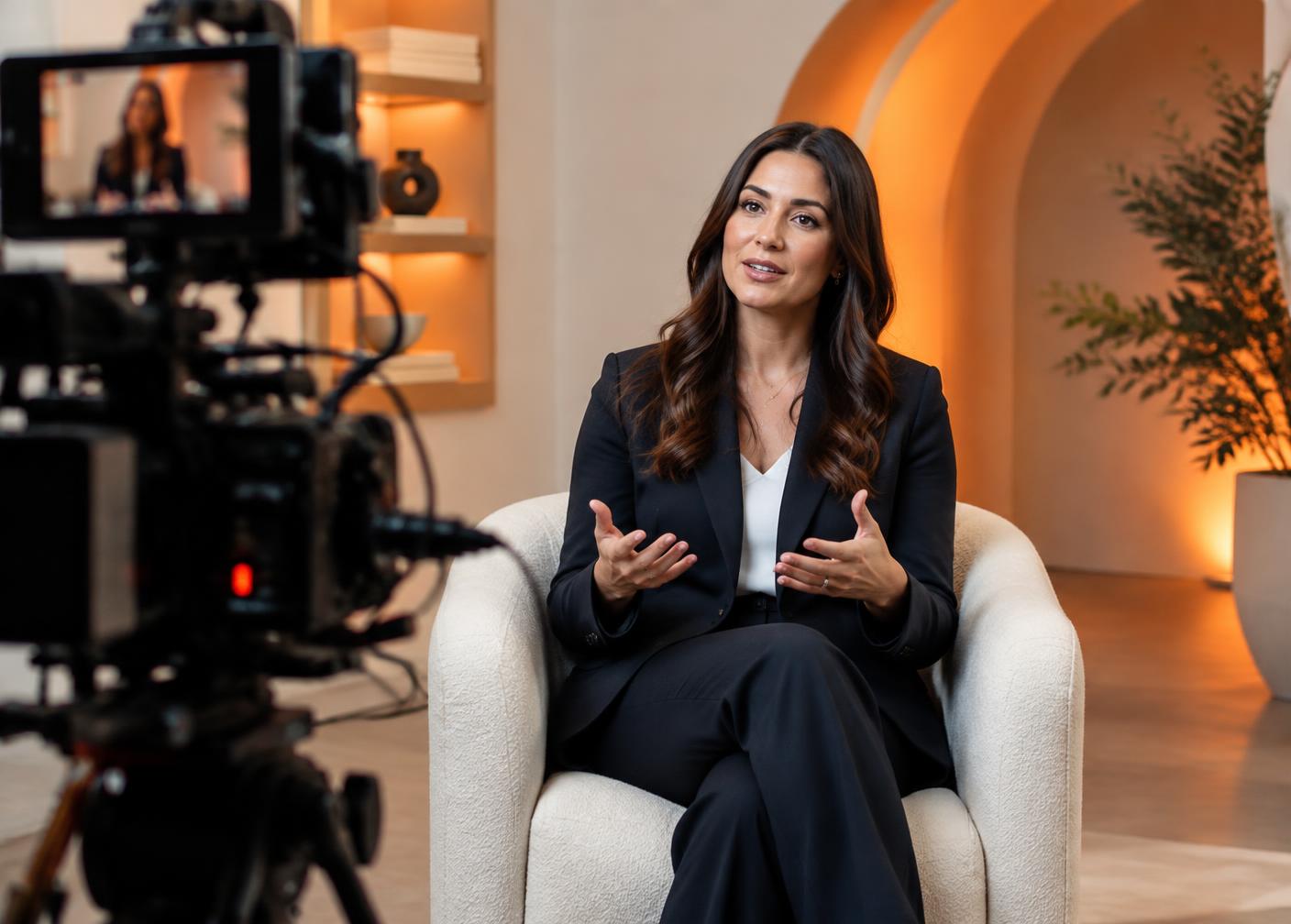 An attorney speaking during a professional video production